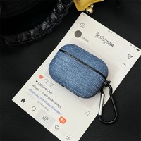 Étui simple vintage en jean texturé pour Apple Airpods 1 2 3 4 Pro2, housse pour écouteurs sans fil, boîte de charge pour Airpods Pro3