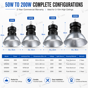 Lampada LED Industriale Tradizionale con Riflettore in Alluminio 50W-240W SMD 3030 con Raffreddamento a Pinne per Magazzini, Fabbriche e Officine - Product Image 5