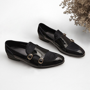 Mocassins de soirée de luxe pour hommes en cuir véritable, chaussures habillées haut de gamme à double boucle pour messieurs - Product Image 4