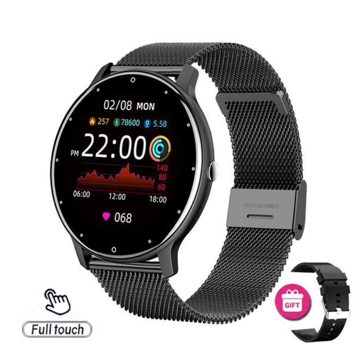 5 black mesh steel strap + black silicone strap