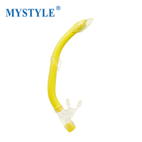 Tuba de plongée Junior Dry Top en PVC avec valve de purge, fixation pour masque, impression par transfert d'eau, pour enfants et jeunes, adapté à la natation, la plongée et la plongée libre