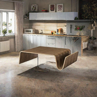 Table basse en bois moderne et contemporaine avec design à panneaux pour salon et chambre à coucher, mobilier minimaliste pour la maison, table convertible