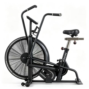 Bicicleta estática de resistencia al aire con asiento y manillares ajustables para entrenamiento cardiovascular en casa, diseño unisex con estructura de acero. - Product Image 1