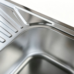 Lavello da Cucina in Acciaio Inox Stampato Modello 621B, Design Moderno <span class=keywords><strong>a</strong></span> Due Fori, Doppia Vasca, <span class=keywords><strong>Dimensioni</strong></span> 1500x500x210mm - Product Image 4