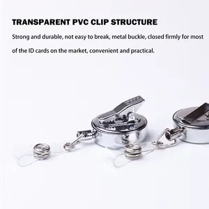 32Mm Bạc Kim Loại Có Thể Thu Vào Huy Hiệu Reel ID Thẻ Tên Alligator Khóa Clip Xoay Mùa Xuân Clip Cho Huy Hiệu Giữ Và Phụ Kiện