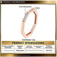 Bague Minimaliste en Argent Sterling 925 Plaqué Rhodium avec Moissanite Sertie en Griffes, Grappe Hexagonale, pour Femme, Mariage, Fête, Bureau