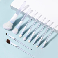 Ensemble de 10 pinceaux de maquillage synthétiques doux - Kit de pinceaux pour fond de teint, blush, fard à paupières, pinceaux de voyage portables, collection de pinceaux cosmétiques