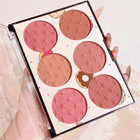 Palette de fard à joues pressé 6 couleurs motif donut mignon pour la vente en gros de cosmétiques