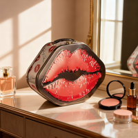 Boîte en métal en forme de lèvres créative pour emballage cadeau cosmétique, pour le rangement de maquillage et de cosmétiques