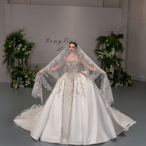 GT166 Strapless Sweetheart Neckline Ball Gown Wedding Dress Long Sleeves <b>Sequined</b> Embroidery Chapel Train Modern Customizable - Product Image 1