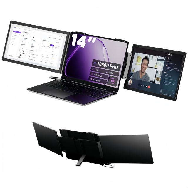 14 Inch Full HD IPS Portable Laptop Monitor Extender Multi-Screen Triple Screen Widescreen USB Type C for Business Use