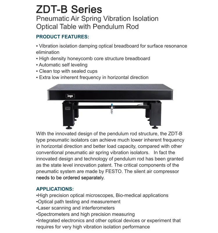 The ZDT-B air-floating swing bar vibration isolation optical platform is affordable