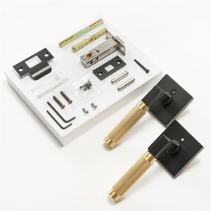 Manija de palanca decorativa moderna de cobre puro dorado, cerradura de estilo americano para puerta interior, herrajes para puerta de paso con privacidad (tipo dummy) - Product Image 3