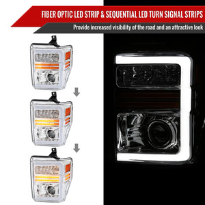 Faros Delanteros para Automóvil Compatibles con <span class=keywords><strong>Ford</strong></span> F250/<span class=keywords><strong>F350</strong></span>/F450/F550 Super Duty 2008 2009 <span class=keywords><strong>2010</strong></span> - Product Image 2