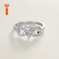 Bague en Moissanite Cœur Infini Couleur D VVS1, Coupe Ronde, en Argent Sterling S925 Plaqué Rhodium, Bague de Promesse en Moissanite