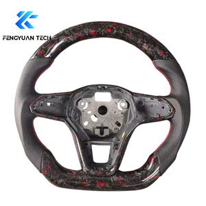 Volant chauffant en fibre de carbone et Alcantara avec LED pour Volkswagen VW Golf R Mk8 GTI JETTA 2019 2020 <span class=keywords><strong>2021</strong></span> 2022 2023 2024 2025 2026 - Product Image 4