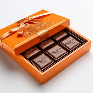 Orange heaven dan bumi kotak kemasan penutup untuk coklat grosir paket hadiah dengan pita kotak coklat