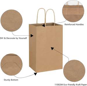 Sac en papier kraft brun personnalisé par le fabricant avec poignées - Product Image 3