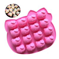 Moule à gâteau en silicone de qualité alimentaire Happy 16 Cat Heads pour décoration de gâteaux, chocolat, gelée, HP001, emballage en vrac