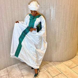 Nouvelles Robes de Soirée <span class=keywords><strong>Bazin</strong></span> Blanches de Haute Qualité 2022 – Longues Robes Originales Riches <span class=keywords><strong>Bazin</strong></span> pour Femmes, Vêtements de Fête et de Mariage - Product Image 5
