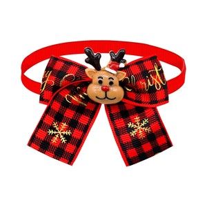 Ensemble de collier pour chien avec nœud papillon de Noël, en polyester doux et réglable, pour petits chiens, style hiver et fêtes - Product Image 2