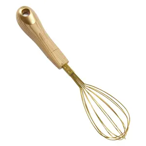 Baking kim loại chất lượng cao công cụ nhà bếp Vàng Hướng dẫn sử dụng trứng-beater thép không gỉ bột Whisk - Product Image 1