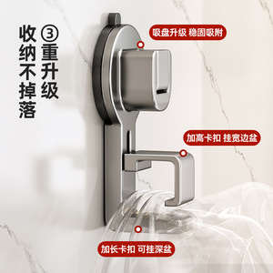 Kitchen Sink Storage Rack With Suction Cup Hooks Wall Mounted Drain Basket <b>Square</b> Lattice Type Hanging For Cutting Board - Product Image 2