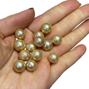 Bán Buôn 11-12 Mm Aa + Hoàn Hảo Vàng Ngọc Trai Nước Ngọt Chất Lượng Tốt Lỏng Ngọc Trai Chết Vàng Nửa Không Có Lỗ Khoan Giá Tuyệt Vời - Product Image 1