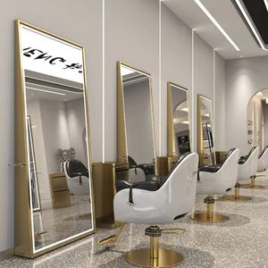 Miroir de coiffeur en acier inoxydable pour salon de beauté, meuble de salon de coiffure à une seule face - Product Image 5