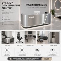 Comptoir de réception en acier inoxydable brossé avec éclairage LED encastré latéral, logo personnalisé en relief, comptoir de caisse pour bar, boutique tendance