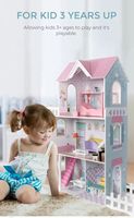 Maison de poupée en bois bleue Beluxe, ensemble de jouets DIY pour enfants de 2 à 7 ans, meubles miniatures