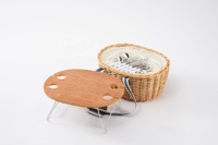 Panier de pique-nique tressé JY en saule, petit panier avec table intégrée pour 4 personnes, avec glacière intégrée