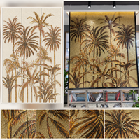 Mosaïque murale en verre grand format sur mesure, motif palmier de forêt tropicale, pour espace commercial