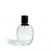 Flacon de parfum ovale transparent personnalisé 30ml 50ml avec bouchon à vis et boîte estampée à chaud pour usage hôtelier, sérum de soin de la peau, MOQ 100 pièces, prix bas