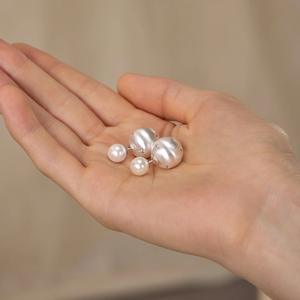 Pendientes de Plata de Ley S925 con Forma de Estrella Cepillada, Dos Piezas, Versátiles, de Lujo, con Perlas, Estilo de Alta Gama - Product Image 2
