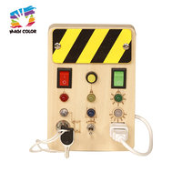 Tableau d'activités en bois avec interrupteurs lumineux LED, alimentation USB, jouet d'apprentissage sensoriel électrique Montessori pour enfants W12D854