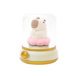 Lámpara LED Nocturna Creativa con Carga USB, Lámpara de Capibara con Diseño de Loto de la <span class=keywords><strong>Buena</strong></span> <span class=keywords><strong>Suerte</strong></span>, Luz de Ambiente Táctil de ABS Blanco Cálido para Niños con Batería - Product Image 5