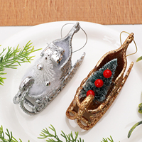 Ornement de Noël Scie à neige scintillante, Pendentif à suspendre pour sapin de Noël avec mini sapin, Décoration de Noël Scie à neige dorée et argentée, Cadeau pour la maison et les fêtes