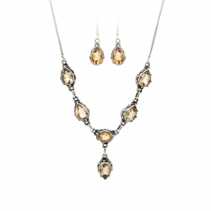 Amarillo citrino seis piedras collar de alta calidad pendientes conjuntos de joyería para mujeres bohemio curación espiritual conjuntos de energía positiva - Product Image 3