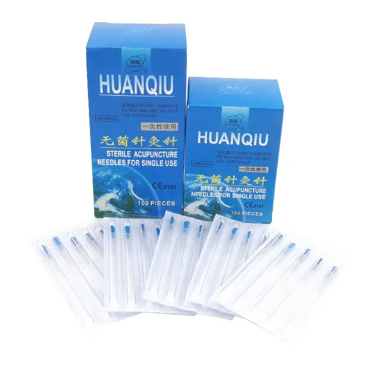 HUANQIU ब्रांड डिस्पोजेबल बाँझ स्टेनलेस स्टील सूखी सुई चुभाने एक्यूपंक्चर सुइयों शुरुआती के लिए एक सुई एक ट्यूब 100pcs