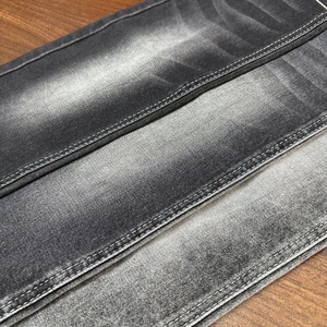 Tissu denim sergé éponge Lizhi XH5033K-1A noir, 42% coton, 56% polyester, 2% élasthanne, extensible, pour sacs, rétrécissement transversal 2-3% - Product Image 1