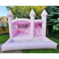 Château gonflable rose personnalisé pour fêtes, locations commerciales, en PVC, idéal pour mariages et événements