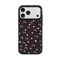 Coque de téléphone AG Feeling Black Edge avec motif floral nœud papillon doré pour iPhone 17, 17 Pro Max, 16 Pro, 15 – Coque magnétique