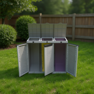 TTAKE Eco <b>Box</b> Plus Cabinet Trunks And <b>Wardrobes</b> 3 Compartment Outdoor Storage With Lid And Doors For Garden Tools - Product Image 3