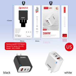 Caricabatterie di Alta Qualità 200W Tipo-C a 2 Porte per Ricarica Rapida, Compatibile con Prese UK, EU, US, AU per Telefoni - Product Image 4