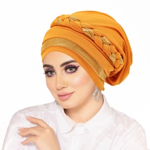 Turbante Musulmán Nuevo al por Mayor, Gorro Hijab con Nudo Trenzado Brillante para Mujer, Gorros para el Cabello de Mujer de Talla Grande a la Moda - Product Image 4