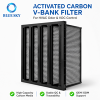 Filtre à air en V à charbon actif pour HVAC AHU, filtre haute capacité pour l'élimination des odeurs, des COV et des gaz