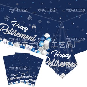 Silver Blue Retirement Theme Paper Plates Round Digital Printing 60-80 Pcs Party Tableware - Product Image 4
