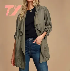 TUOYIレディースジャケット韓国の多用途カジュアルレトロシンプルファッションデザインポケットベーシックニュートラル無地婦人服