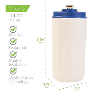 Mug de voyage isotherme intelligent en acier inoxydable de 16 oz avec affichage LED de la température - Product Image 3